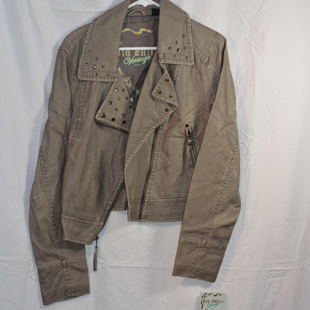 BIG CHILLVINTAGE REPRODUCTION faux Leather BOMBER JACKET SZ XL NWT
